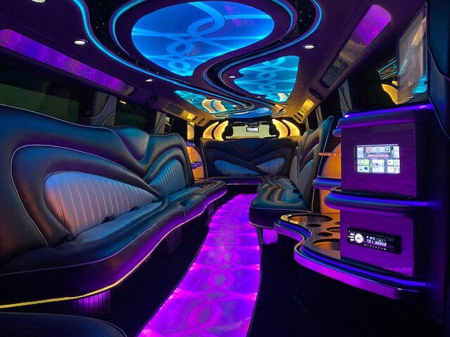 Interior of a limo service with LED lights