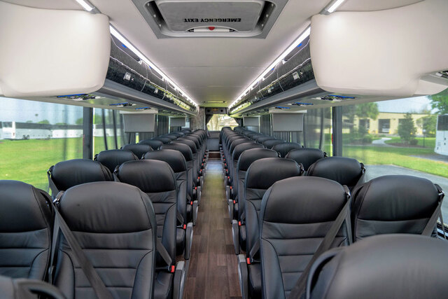 coach bus with leather seats in the Chicago area